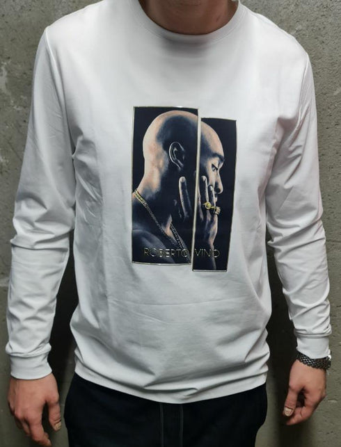 Roberto Vino Milano 2Pac Limited Edition Tshirt רוברטו וינו טי-שירט שרוול ארוך לבן